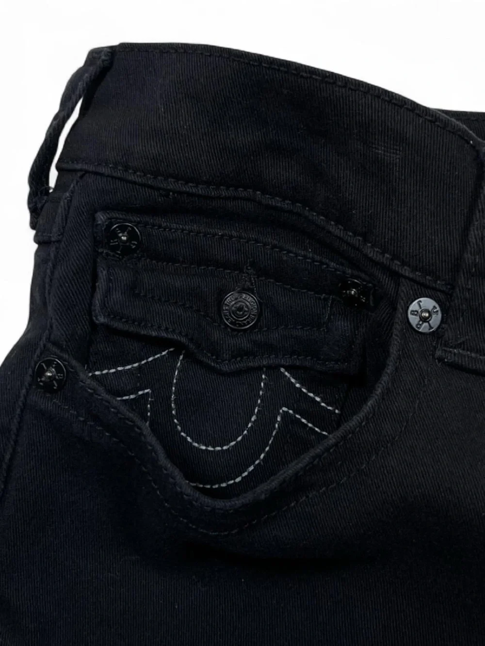 True Religion Rocco Relaxed Skinny Black Jeans Men’s Size W36 L30 Flap Pockets